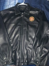 Golden Bear “Marine Corps” Mens Leather Jacket XXL Solid Black Full Zip Bomber