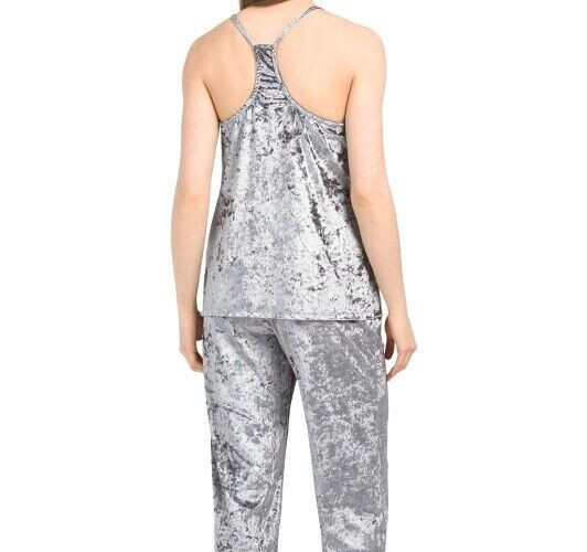 NWT Josie Natori GRANITE GRAY VELVET CRUSH Soft Pajama/Lounge Set L GORGEOUS
