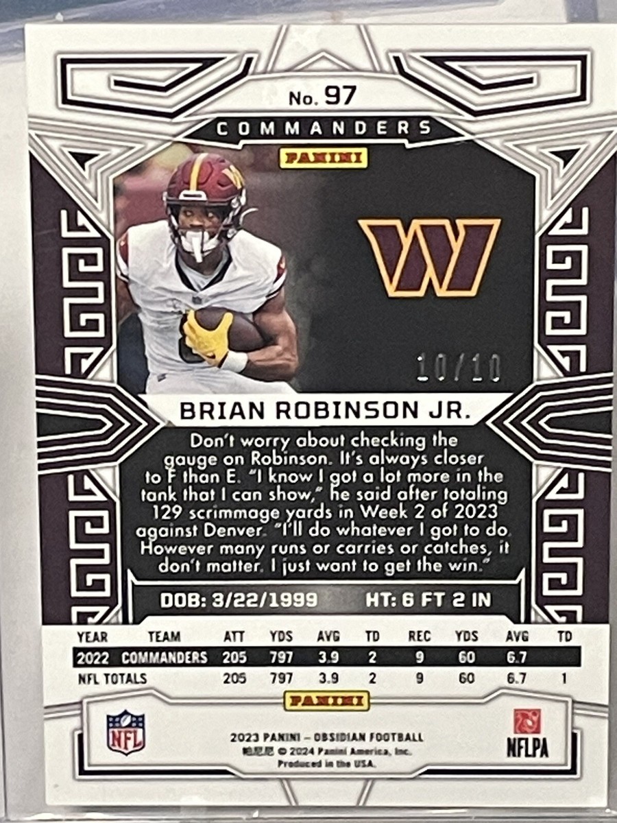 2023 Panini Obsidian #97 Brian Robinson Jr. GOLD 10/10 | eBay