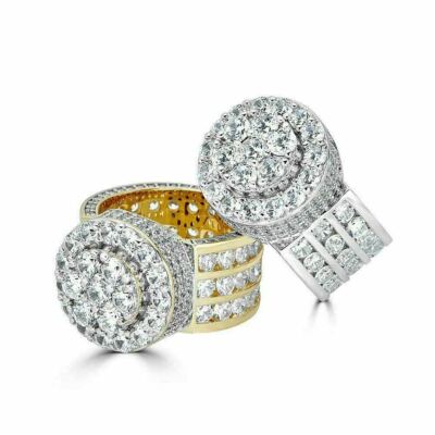 Men's Large Solid 925 Silver 5ct CZ Pinky BIG RING 14k Gold Plated ICY HIP-HOP