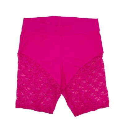 NEW Torrid 9 Inch Signature Waist Lace Inset Bike Short Pink Peacock Size 2X