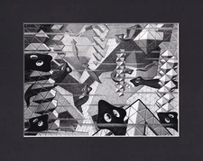 8X10" Matted Print M.C. Escher Dimensional Art Picture MC: Flat Worms