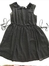 AMERICAN RAG ladies MEDIUM Chiffon Dress POLKA dot Black White