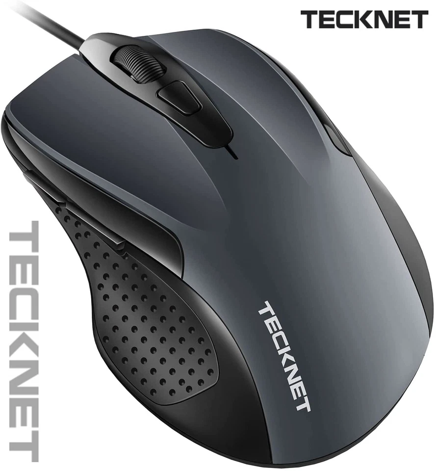 TeckNet Pro S2 High Performance Wired USB Mouse with 6 Buttons 2000DPI Mice Grey - Image 2 of 4