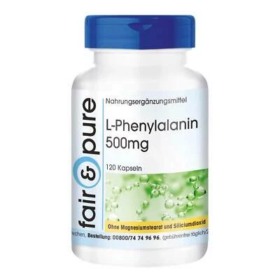 L-Phenylalanin 500 mg - 120 Kapseln, proteinogene Aminosäure, vegan, fair & pure