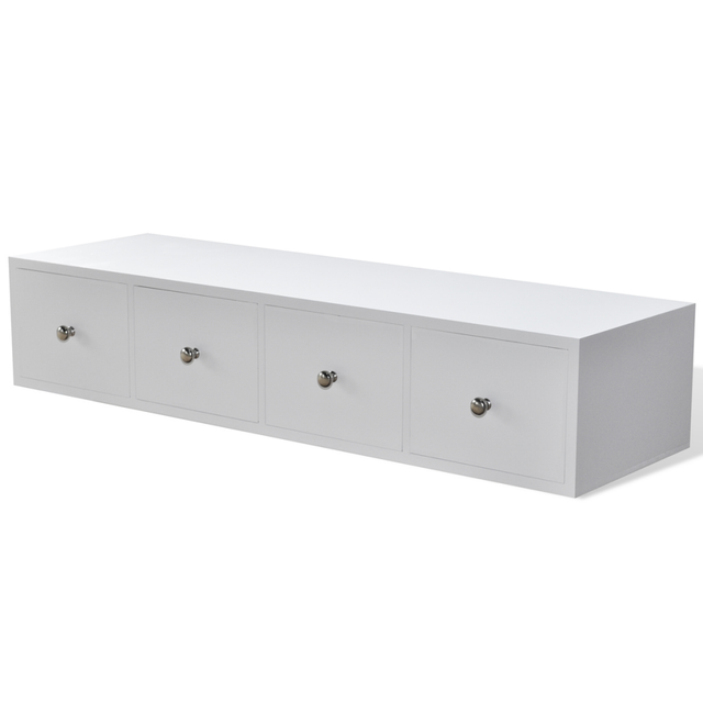 White Cabinet 4 Drawer Wall Mounted Hallway Shoes Storage Bedroom Drawers Mdf