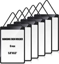 Thyle 6 Pcs Business Retail Hanging Sign Holder 8.3 X 5.8 Inch Plastic Advertisi