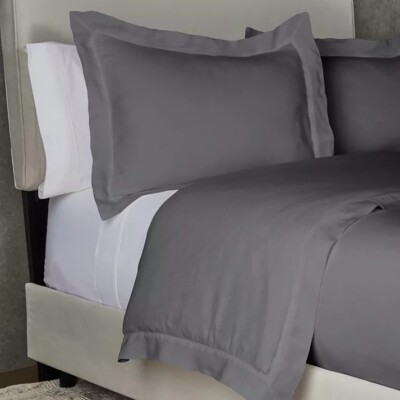 The Threadery Pure Belgian Linen Duvet Cover Set King Quiet Shade Gray $380 NWT