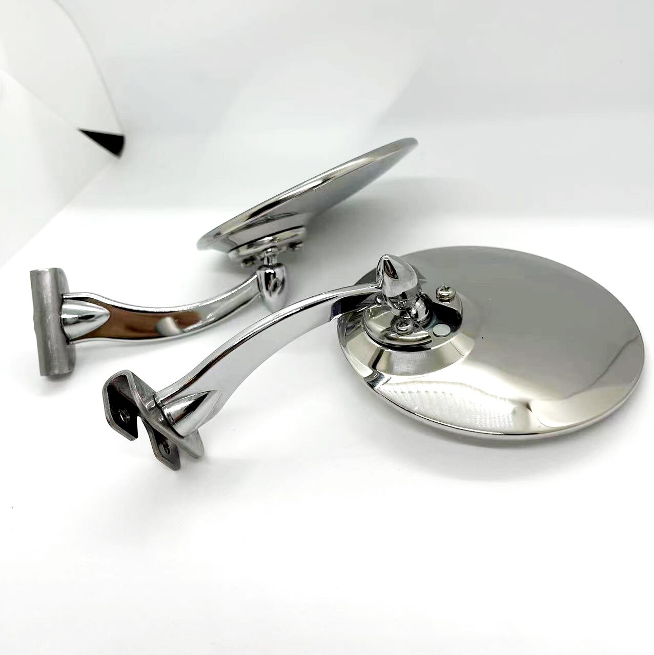 2 X UNIVERSAL 4" CLAMP ON ROUND LUCAS STYLE CLASSIC CAR WING MIRRORS eBay