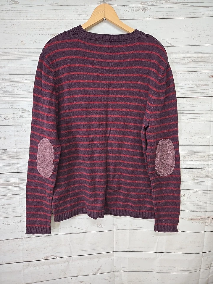 Suéter Ted Baker púrpura rojo a rayas cuello redondo mezcla de lana para hombre 6/codo grande Foto 2 de 4