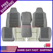 For 2003-2007 Ford F250 F350 F450 Lariat XLT Front Cloth Seat Cover Gray / Foam