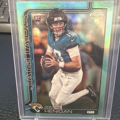 2025 Topps Chrome NFL Seth Henigan Aqua Refractor /199 Rookie Jaguars #399 Color