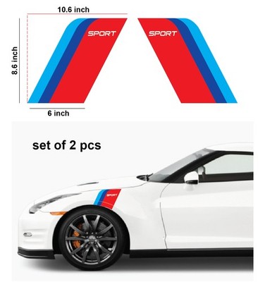 2 PCS M Performance Side Fender Racing Sport Strip Sticker Car Truck SUV Fit BMW