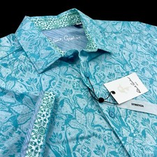 Robert Graham Geometric Paisley Floral Tribal Short Sleeve Sport Shirt XL