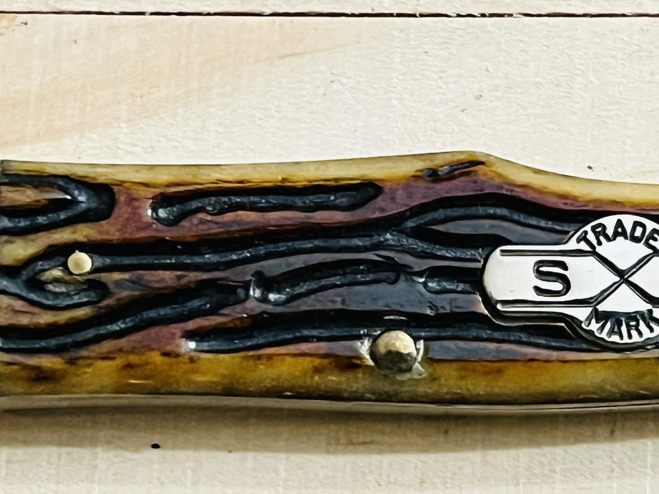 Cuchillo Schatt & Morgan 2005 archivo probado Gunstock Jack hueso # 041140 ATS-34 Foto 3 de 4