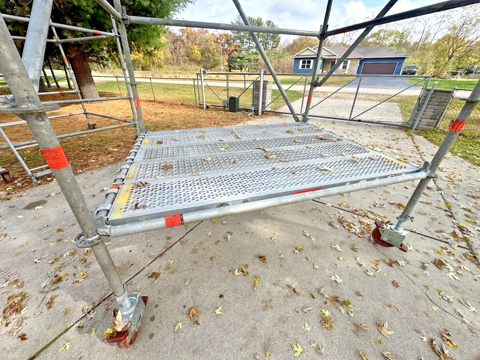 Rolling Scaffolding Work Platform 2 Story with Wheels Guard Rails, Adjustable - Image 2 of 4