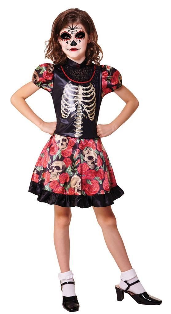 Girls Day of the Dead Fancy Dress Costume Height 122-134cm (M)