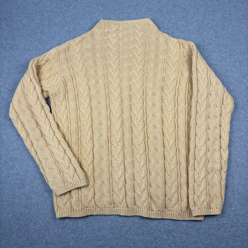 Suéter Wainscott Pequeño Amarillo Mantequilla Cuello Simulado Algodón Cable Tejido Pescador Foto 3 de 4