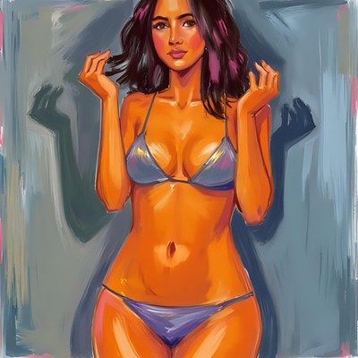 Akt Bikini Mädchen Girl Malerei Gemälde Öl Bild Zeichnung Dame Frau Kunstdruck
