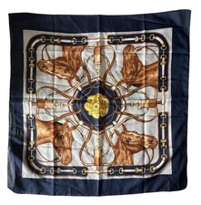 Gorgeous Horse Theme Scarf  Made in Italy  26.5 x 26.5"
