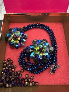 Multicolor Butler & Wilson Floral Crystal Necklace and Bracelet Set In Box