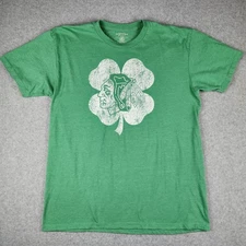 NHL Chicago Blackhawks St. Patrick's Day Clover Green Old Time Hockey T-Shirt L