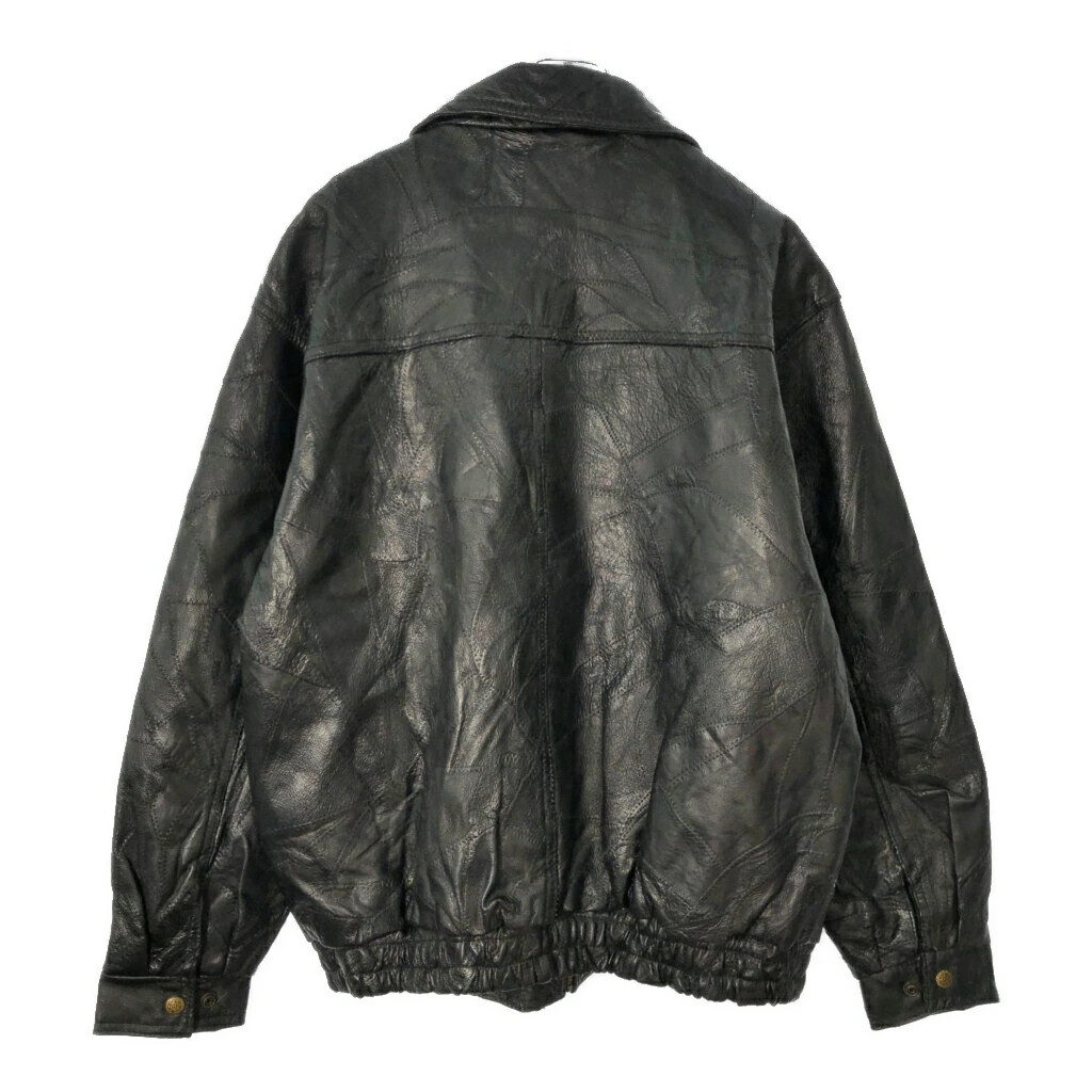 Vintage Black Patchwork Leather Jacket Men M Used - image 2