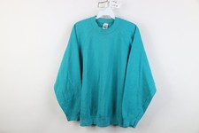 Vintage 90s Streetwear Womens XL Distressed Blank Crewneck Sweatshirt Teal USA