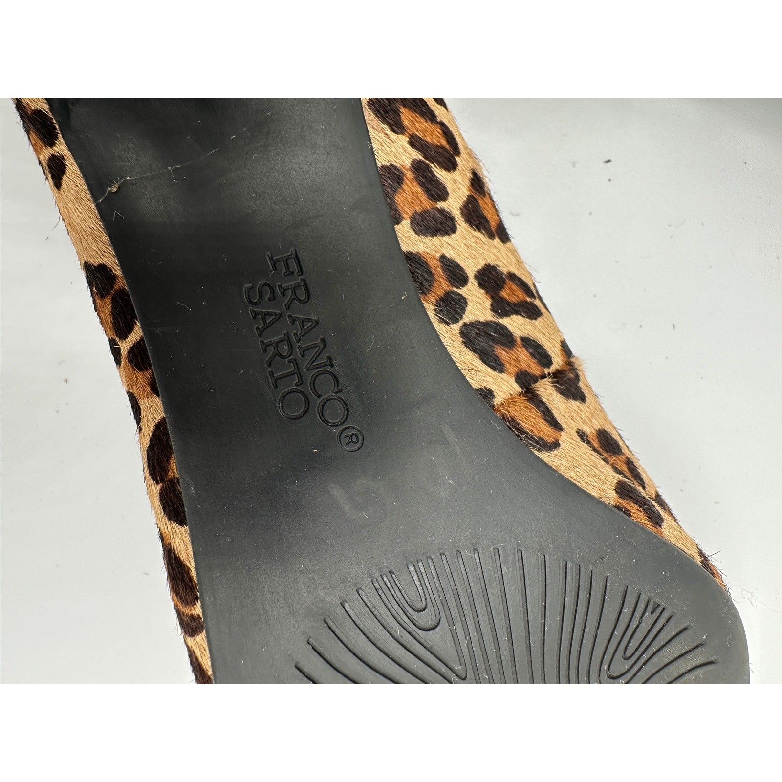 Franco Sarto L-Notion Leopard Print Real Fur Peep… - image 4
