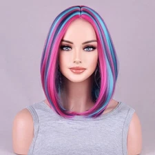 12inch Purple Gradient Short Wigs Bob Stright Hair with Bob Stright Hair Shoulde