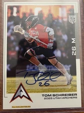 2025 Premier Lacrosse League PLL Tom Schreiber Base Auto Archers