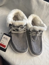 Hey Dude Women  s Size 6 Charcoal Gray Faux Fur Lined Britt Ankle Bootie Shoe NWT