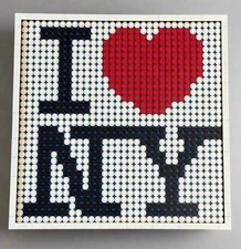 I Love NY Brick Mosaic | Handmade Pixel Art | 1x1 Stud Wall Art | New York City