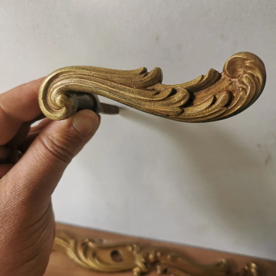 Ensemble 4 Poignées Porte Avec 2  Plaque Propreté Bronze Style LOUIS XV /  A328 - Photo 3/4