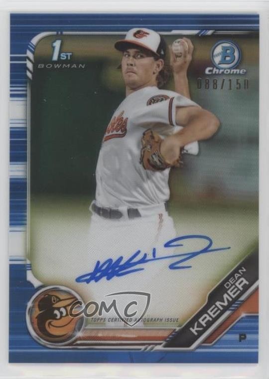 2019 Bowman Chrome Prospect Blue Refractor 88/150 Dean Kremer #CPA-DK Auto s3g