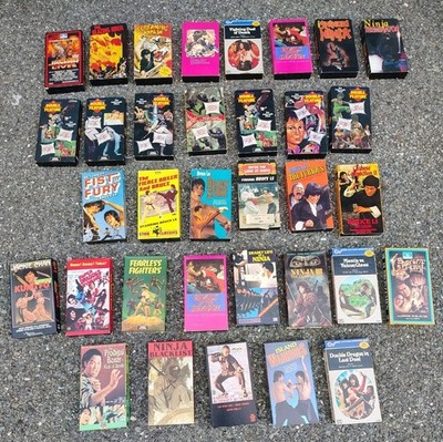 Lot Of 33 Rare Big Box Vintage Kung Fu VHS Tapes Furious Bruce Lee Ninjas