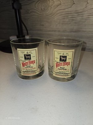 2 White Horse Blended Scotch Whiskey Highball 3.5  Tall Glass Glasgow Scotland 