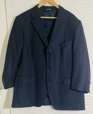 Stafford Men Blue Gray Herringbone Blazer 46R Tweed Sport Jacket 100 Wool NEW