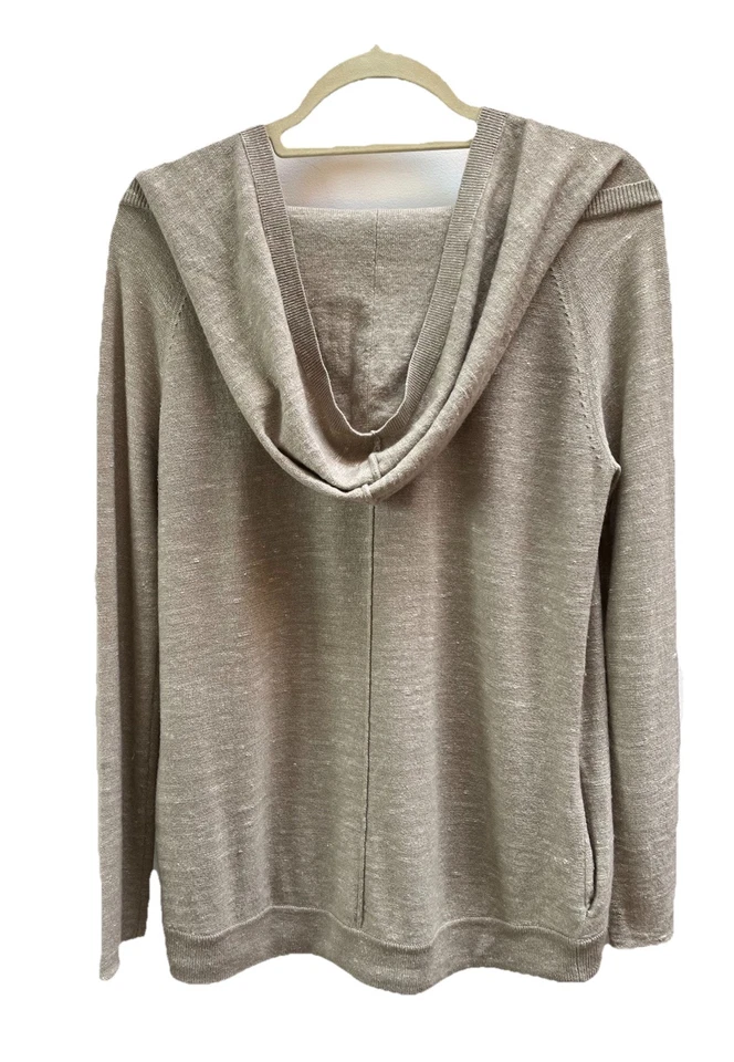 Donna Karan NY Etiqueta Negra Talla S Beige Cachemira Seda Lino Relajado Sudadera con Capucha Suéter Foto 2 de 4