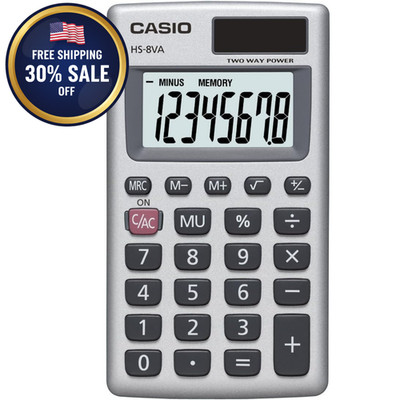Mini 8-Digit Solar Calculator Pocket Size Portable Standard Function Silver NEW.