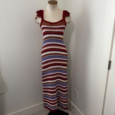 Lucca Small Crochet Knit Maxi Dress Bodycon Fitted Boho Bohemian Festival