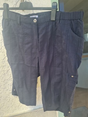 Kj Brand Betty Bermuda Capri Hose  Stretch Damen 52 Taschen  Blau Übergröße 
