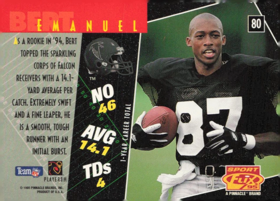 1995 Sportflix #80 Bert Emanuel - Image 2 of 2