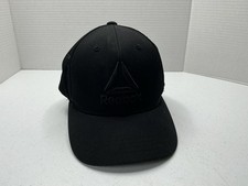 Reebok Hat Cap Snap Back Black Mesh Trucker E...