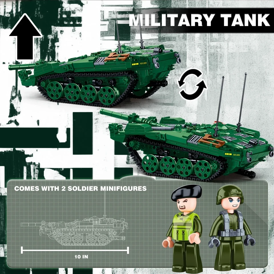 🪖 692 шт. боевой танк Strv103 — модель военного строительного блока с фигурами! - Изображение 4 из 4