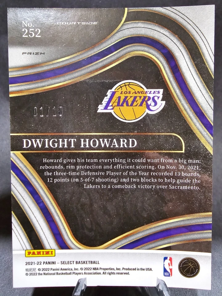 2021-2022 Panini Select Dwight Howard #252 Courtside Gold Shimmer 1/10 Book End - Image 2 of 4