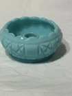Vintage Fenton Block & Star Candle Holder Turquoise Blue