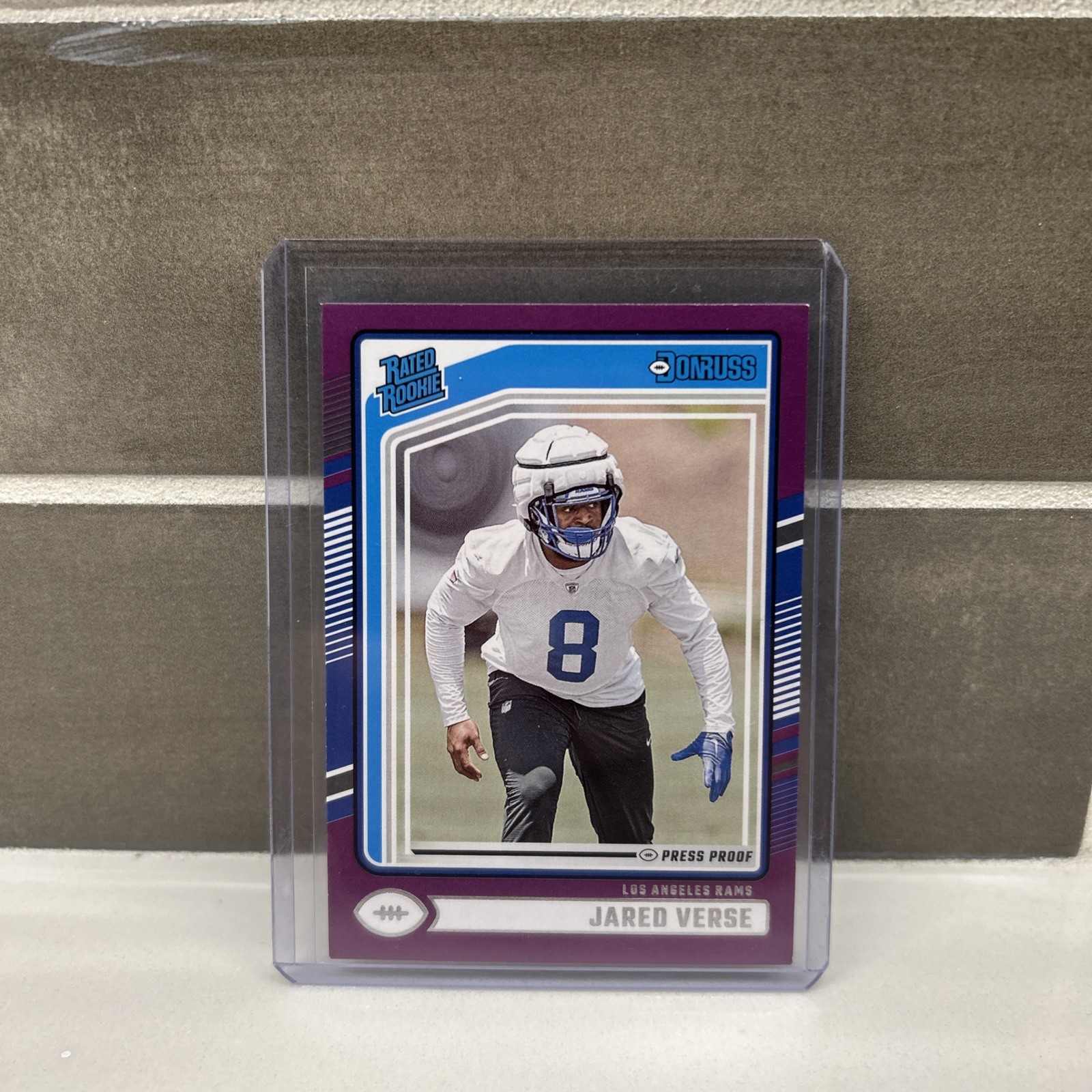 2024 Donruss Rated Rookie Purple Press Proof Jared Verse Rookie Los Angeles Rams