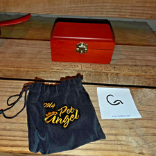 MY PET ANGEL CREMATION URN WOOD BOX VELVET BAG CATS DOGS G