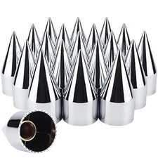 33mm x 4 1/4" Chromed Spike Lug Nuts Covers Screw On, Spike - Screw On 20Pcs